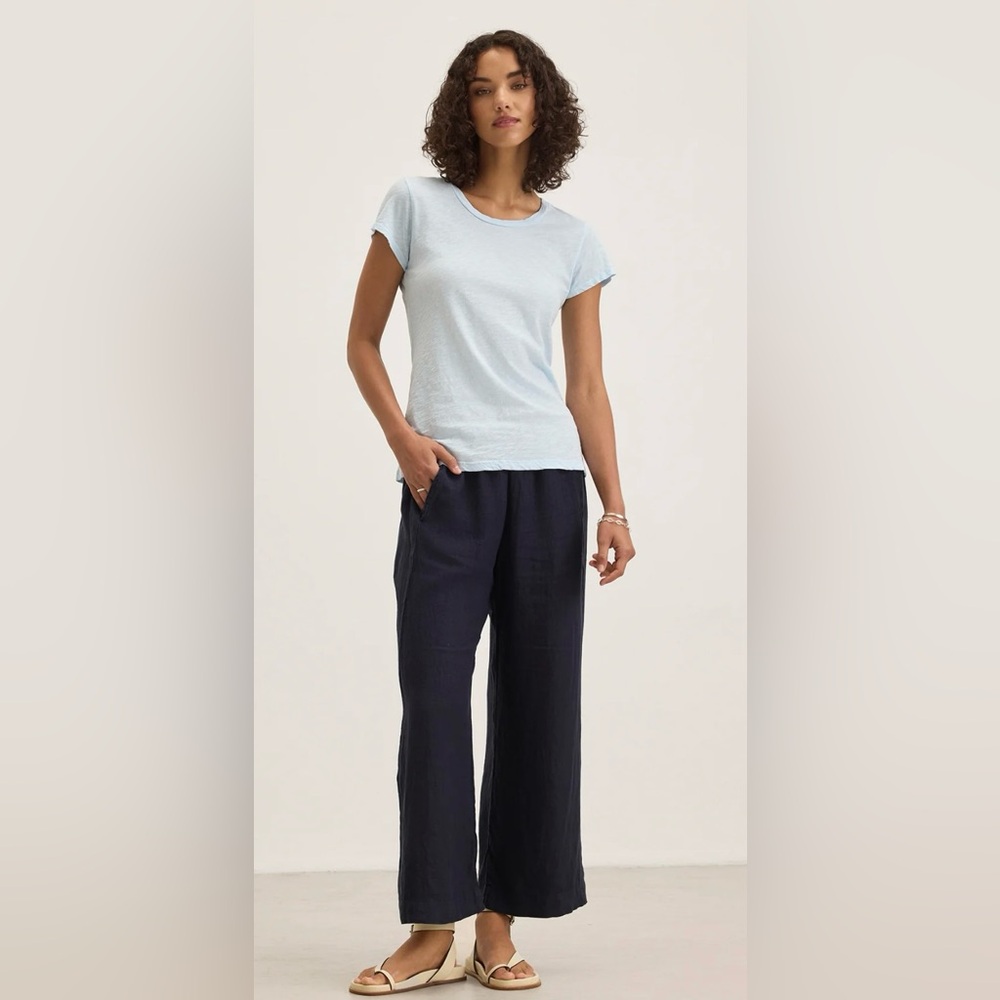 Velvet by Graham and Spencer Lola linen pant - size L, navy blue, 100% linen